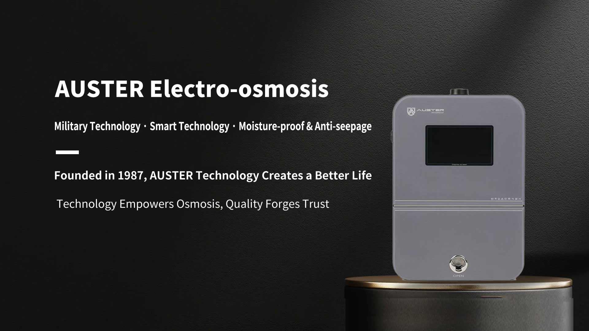 Korea AUSTER Electro-osmosis System, military-grade smart moisture-proof and anti-seepage technology, brand founded in 1987